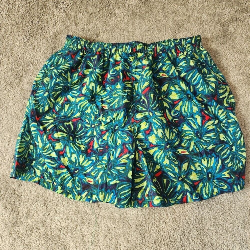 Pro Spirit Shorts Swimming Mesh Inside Pocket Mens XL Green Blue Floral
